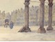 Watercolor view of Arras Grand Place Heroes arcades signed twentieth century Paris