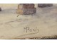 Watercolor view of Arras Grand Place Heroes arcades signed twentieth century Paris