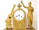 gilt bronze clock woman vestal moth guitar Leroy Empire clock nineteenth