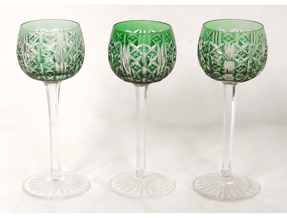 12 Rhine wine glasses Crystal St. Louis Roemers color model Riesling XXth