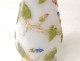 white opaline vase flowers foliage gilding nineteenth century Napoleon III