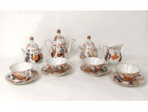 Tea Service 8 pieces porcelain tea cups Kutani Japanese geishas nineteenth