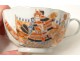 6 cups Japanese Kutani porcelain saucers samurai flags nineteenth