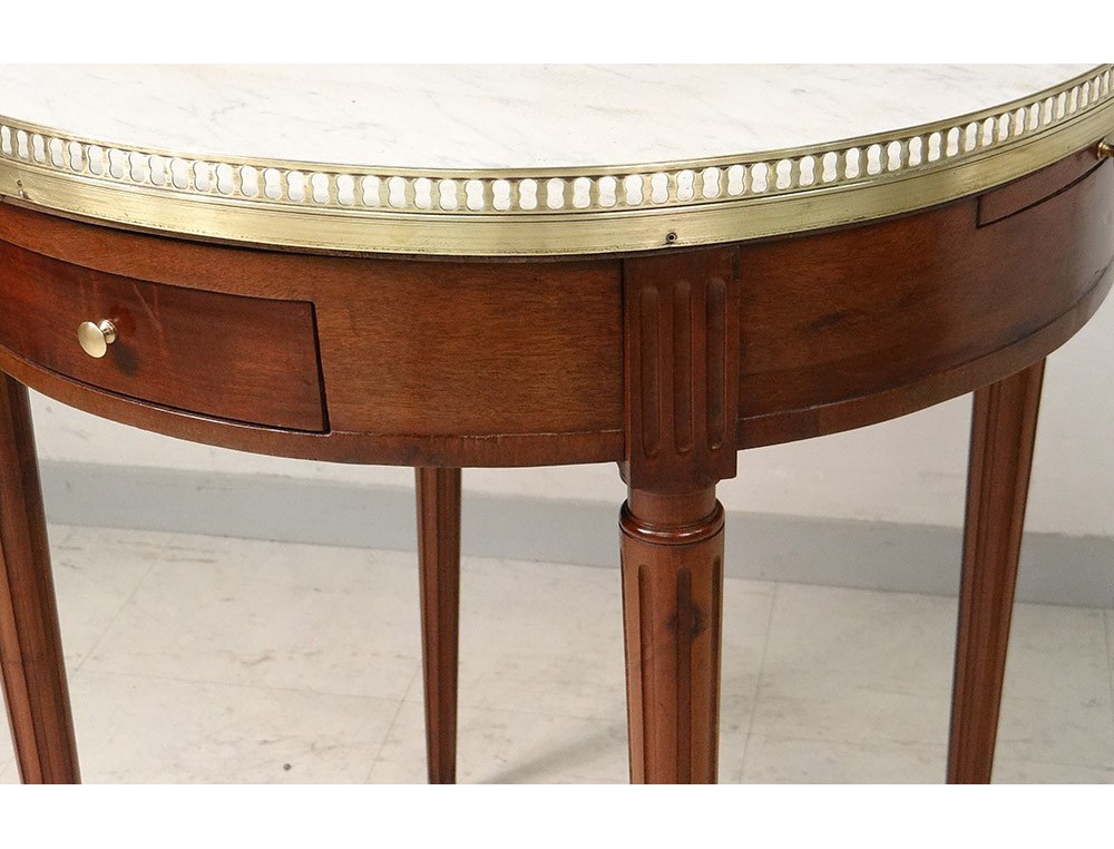 Table bouillotte Louis XVI acajou marbre blanc laiton doré XIXème siècle # Marbre Blanc Dorure Metal Table Table bouillotte Louis XVI acajou marbre blanc laiton doré XIXème siècle # Marbre Blanc Dorure Metal Table