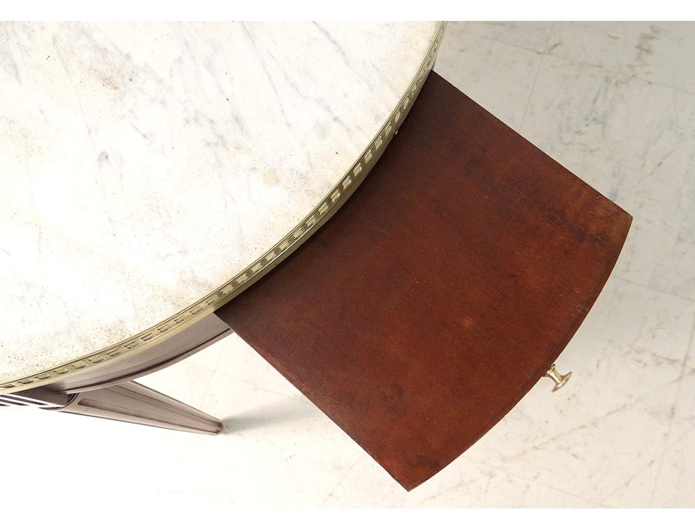 Table bouillotte Louis XVI acajou marbre blanc laiton doré XIXème siècle -> Marbre Blanc Dorure Metal Table Table bouillotte Louis XVI acajou marbre blanc laiton doré XIXème siècle -> Marbre Blanc Dorure Metal Table