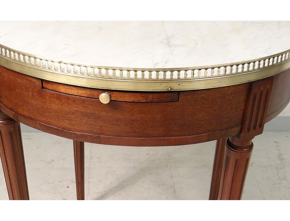 Table bouillotte Louis XVI acajou marbre blanc laiton doré XIXème siècle -> Marbre Blanc Dorure Metal Table Table bouillotte Louis XVI acajou marbre blanc laiton doré XIXème siècle -> Marbre Blanc Dorure Metal Table