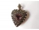 Heart pendant jewelry marcasite silver vermeil amethyst twentieth century