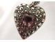 Heart pendant jewelry marcasite silver vermeil amethyst twentieth century