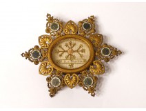 Golden brass reliquary enamel Marilla St. Maria palmette reliquary nineteenth