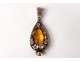 Pendant jewelry silver metal shiny topaz yellow citrine twentieth century