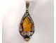 Pendant jewelry silver metal shiny topaz yellow citrine twentieth century