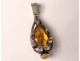 Pendant jewelry silver metal shiny topaz yellow citrine twentieth century