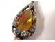 Pendant jewelry silver metal shiny topaz yellow citrine twentieth century