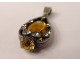 Pendant jewelry silver metal shiny topaz yellow citrine twentieth century