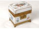 Box box white opaline gilt flowers golden brass Charles X nineteenth