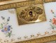 Box box white opaline gilt flowers golden brass Charles X nineteenth