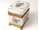 Box box white opaline gilt flowers golden brass Charles X nineteenth