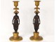 bronze candlesticks pair woman antique candlesticks Empire caryatids nineteenth