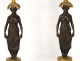 bronze candlesticks pair woman antique candlesticks Empire caryatids nineteenth