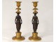bronze candlesticks pair woman antique candlesticks Empire caryatids nineteenth