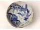 Cup blue-white Chinese porcelain bird signed Qing Dynasty XIX