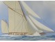Gouache marine bateau voilier yatch régate mer Léon Haffner XXème siècle