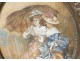Miniature gouache painted elegant women Belle Epoque guitar part nineteenth