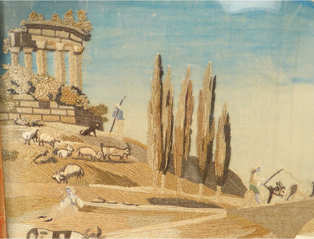 person frame size berger ruines personnages paysage broderie Tableau pont person frame size berger ruines personnages paysage broderie Tableau pont