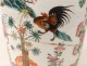 Chinese porcelain vase roosters butterflies flowers green bamboo Family XVIIIè