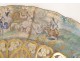 Fan carved engravings country scene characters Art Nouveau XIXth