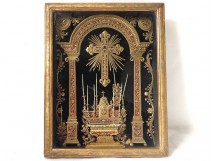 Quilling altar reliquary tabernacle frame cross picnic nineteenth church candles