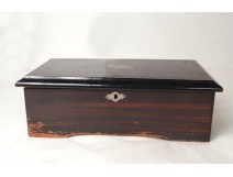 Box painted wood inlay 3 tunes music scene Napoleon III nineteenth