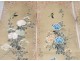 4 rolls Japanese paintings on silk flowers birds Japan signed nineteenth