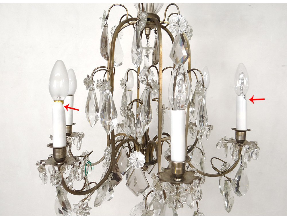 Chandelier Crystal 6 Lights Cut Steel Suspension