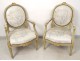 Louis XVI armchairs pair to Queen lacquered wood medallion back XVIII