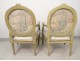 Louis XVI armchairs pair to Queen lacquered wood medallion back XVIII