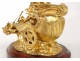 Sculpture bronze doré Amour chérubin char oiseau marbre rouge XIXème siècle