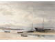 Watercolor Joseph Marie Le Tournier Breton sailing nineteenth century landscape