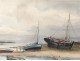 Watercolor Joseph Marie Le Tournier Breton sailing nineteenth century landscape