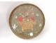 Small golden cardboard round box antique floral basket french box nineteenth century