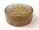 Small golden cardboard round box antique floral basket french box nineteenth century