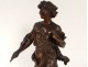 young man bronze sculpture palm branches signed Moreau nineteenth century