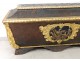 Safe Venetian polychrome wood coat of arms embossed leather golden Venice Italy XVIIè