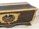 Safe Venetian polychrome wood coat of arms embossed leather golden Venice Italy XVIIè