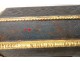 Safe Venetian polychrome wood coat of arms embossed leather golden Venice Italy XVIIè