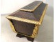 Safe Venetian polychrome wood coat of arms embossed leather golden Venice Italy XVIIè