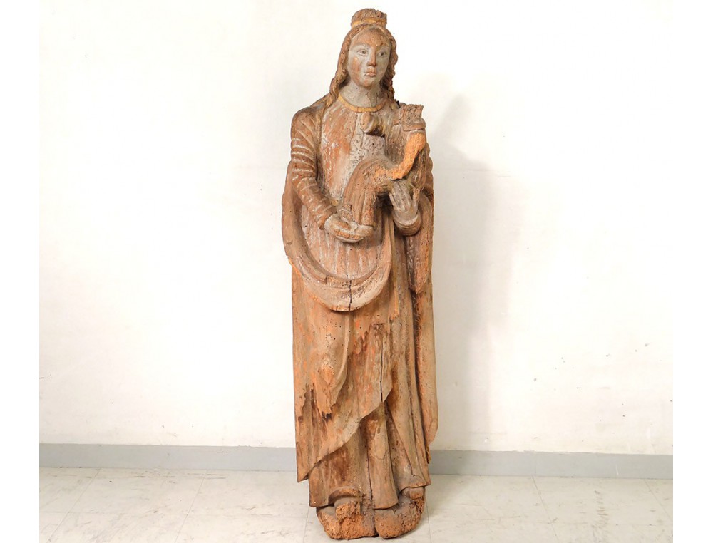 religious statue Virgin and Child Jesus carved sixteenth century wood