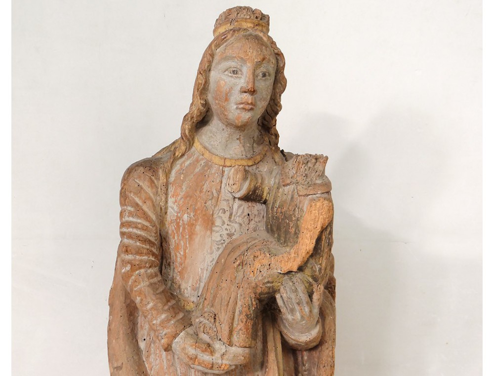 religious statue Virgin and Child Jesus carved sixteenth century wood