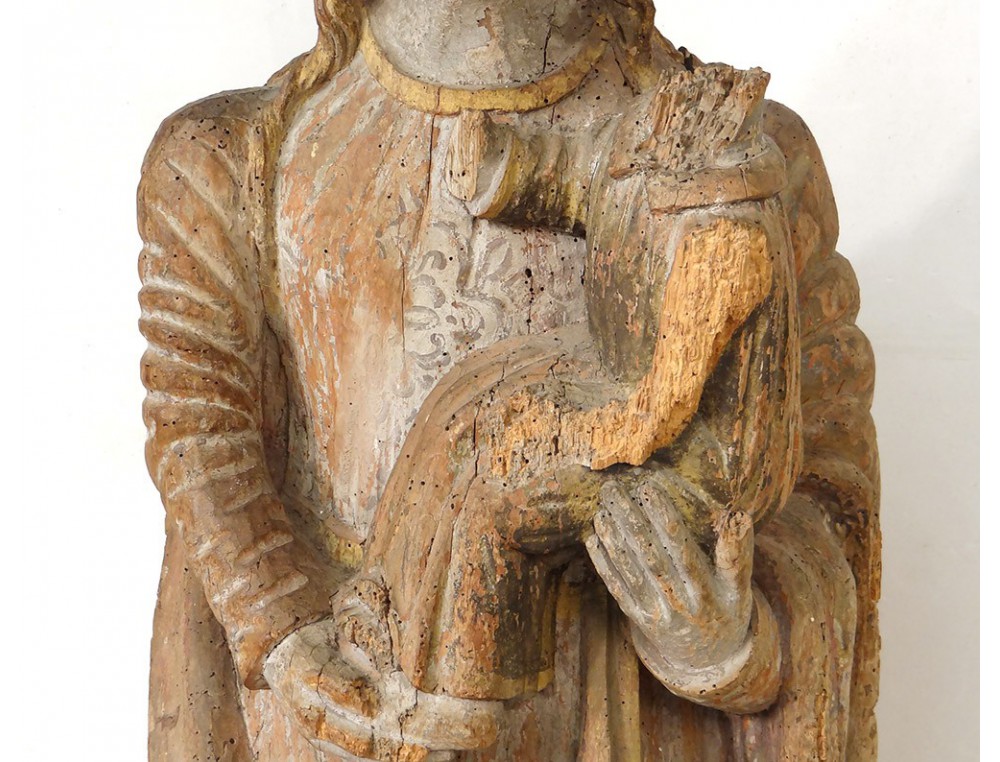 religious statue Virgin and Child Jesus carved sixteenth century wood