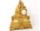 Pendule gothique bronze doré roi François Ier Marignan Eléonore blason 19è
